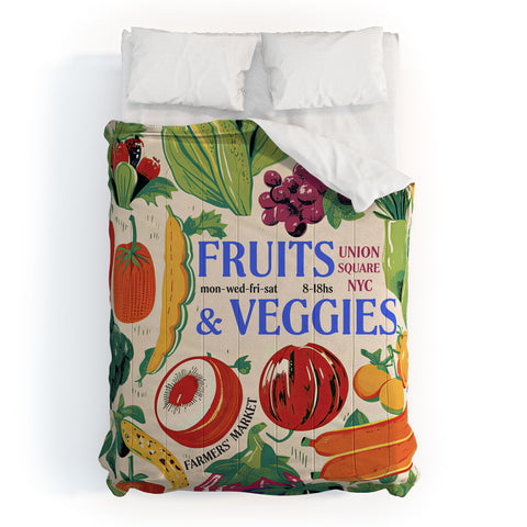 Mambo Art Studio Fruits Veg Mkt New York Comforter