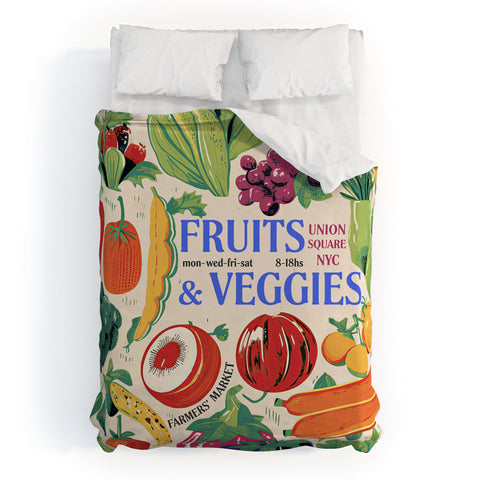 Mambo Art Studio Fruits Veg Mkt New York Duvet Cover