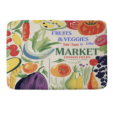 Mambo Art Studio Fruits Vegs Mkt London Fields Memory Foam Bath Mat