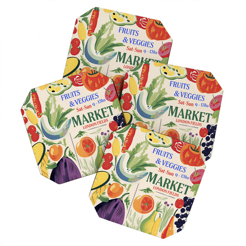 Mambo Art Studio Fruits Vegs Mkt London Fields Coaster Set