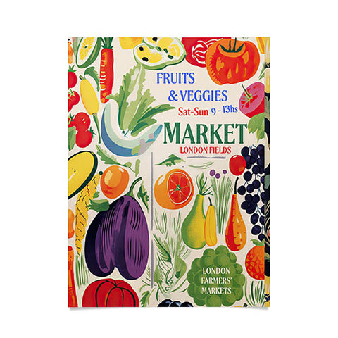 Mambo Art Studio Fruits Vegs Mkt London Fields Poster