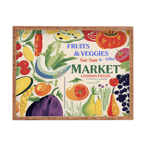 Mambo Art Studio Fruits Vegs Mkt London Fields Rectangular Tray
