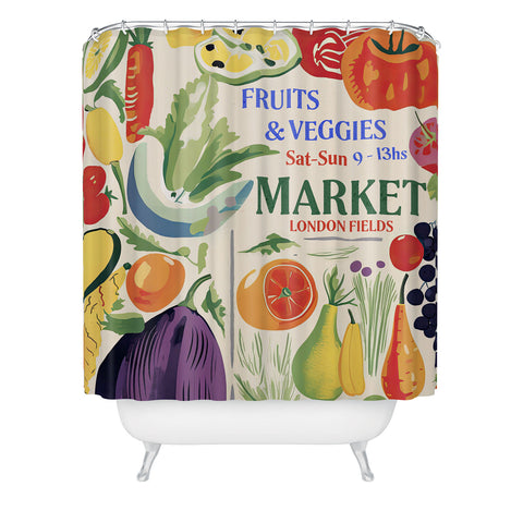 Mambo Art Studio Fruits Vegs Mkt London Fields Shower Curtain