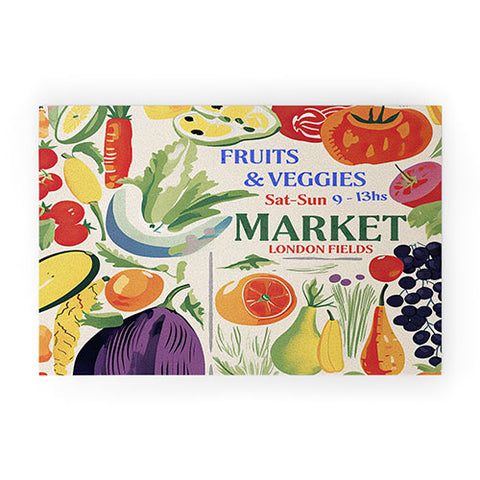 Mambo Art Studio Fruits Vegs Mkt London Fields Welcome Mat