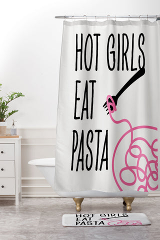 Mambo Art Studio Hot Girls Eat Pasta Shower Curtain And Mat