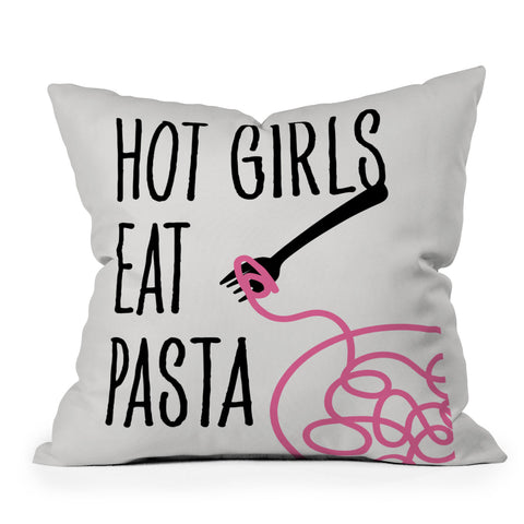 Mambo Art Studio Hot Girls Eat Pasta Outdoor Throw Pillow