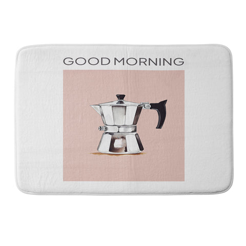 Mambo Art Studio Italian Coffee Maker Pink Memory Foam Bath Mat