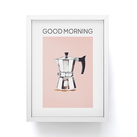 Mambo Art Studio Italian Coffee Maker Pink Framed Mini Art Print