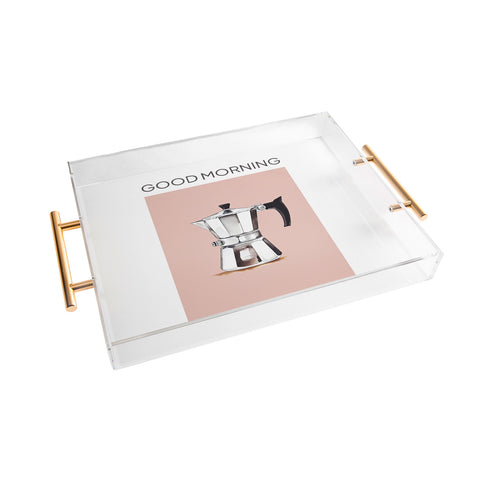 Mambo Art Studio Italian Coffee Maker Pink Acrylic Tray