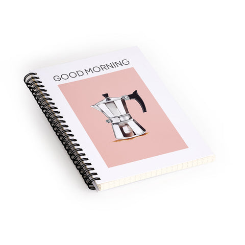Mambo Art Studio Italian Coffee Maker Pink Spiral Notebook