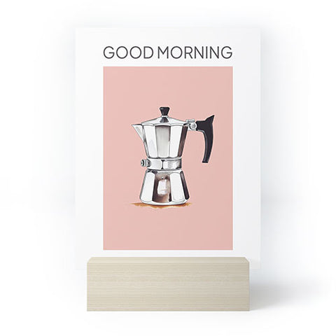 Mambo Art Studio Italian Coffee Maker Pink Mini Art Print
