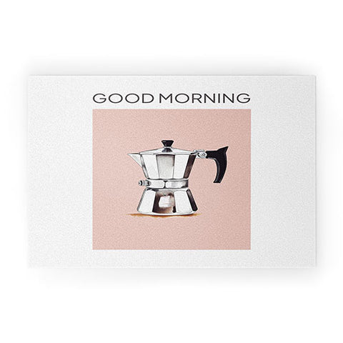 Mambo Art Studio Italian Coffee Maker Pink Welcome Mat