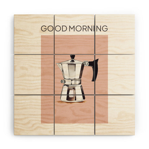 Mambo Art Studio Italian Coffee Maker Pink Wood Wall Mural