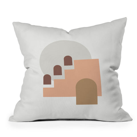Mambo Art Studio Minimal Shapes Terracota Outdoor Throw Pillow