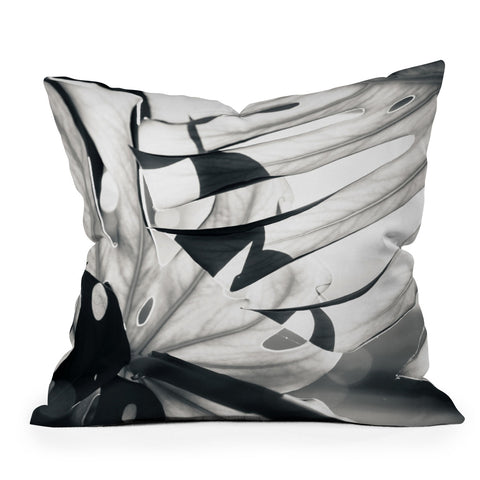 Mambo Art Studio Monstera Monochrome Outdoor Throw Pillow