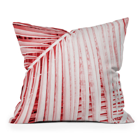 Mambo Art Studio Palm Leaves Living Coral Outdoor Throw Pillow