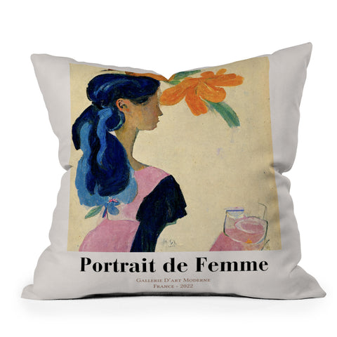 Mambo Art Studio portrait de femme 02 Outdoor Throw Pillow