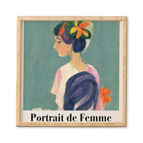 Mambo Art Studio portrait de femme flowers Framed Wall Art