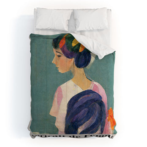 Mambo Art Studio portrait de femme flowers Comforter