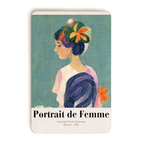 Mambo Art Studio portrait de femme flowers Cutting Board Rectangle