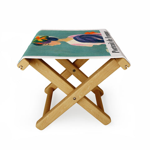 Mambo Art Studio portrait de femme flowers Folding Stool