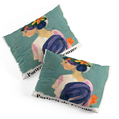 Mambo Art Studio portrait de femme flowers Pillow Shams