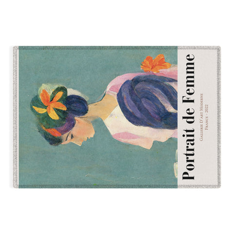 Mambo Art Studio portrait de femme flowers Outdoor Rug