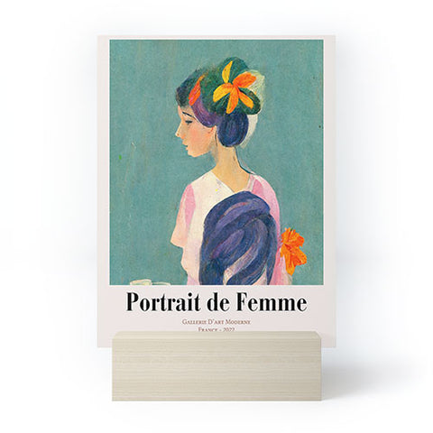 Mambo Art Studio portrait de femme flowers Mini Art Print
