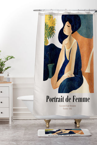 Mambo Art Studio portrait de femme Shower Curtain And Mat