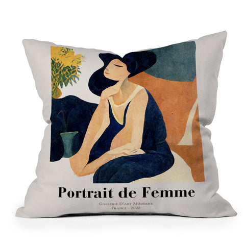 Mambo Art Studio portrait de femme Throw Pillow