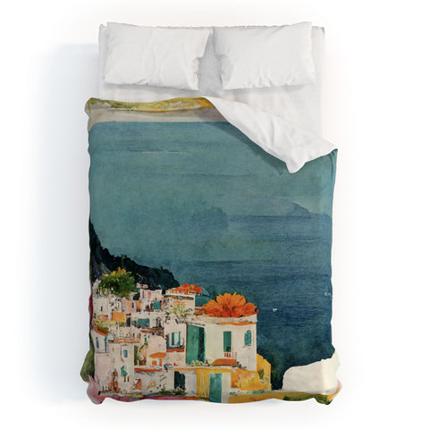 Mambo Art Studio Positano Watercolour Duvet Cover