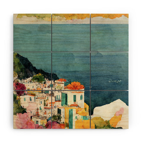Mambo Art Studio Positano Watercolour Wood Wall Mural