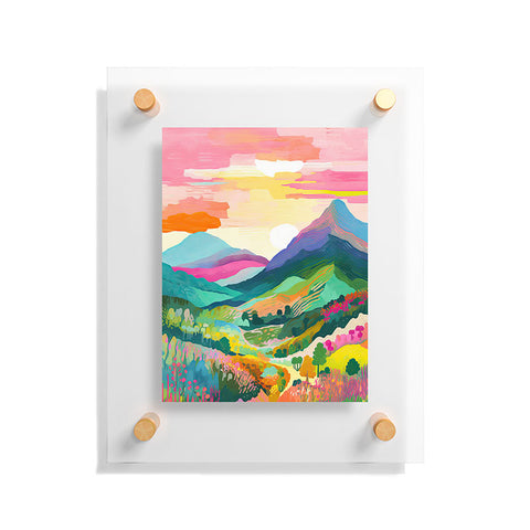 Mambo Art Studio Rainbow Mountain Painting Floating Acrylic Print