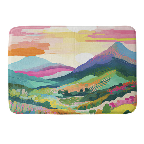 Mambo Art Studio Rainbow Mountain Painting Memory Foam Bath Mat