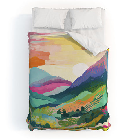 Mambo Art Studio Rainbow Mountain Painting Duvet Cover