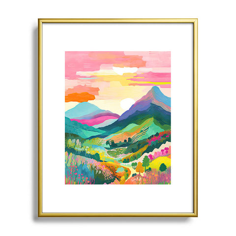 Mambo Art Studio Rainbow Mountain Painting Metal Framed Art Print