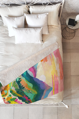 Mambo Art Studio Rainbow Mountain Painting Fleece Throw Blanket