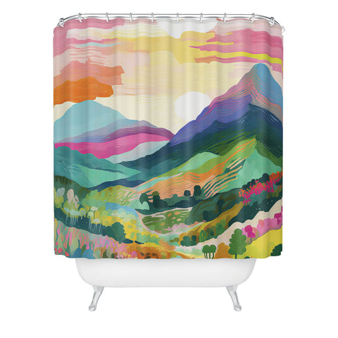 Mambo Art Studio Rainbow Mountain Painting Shower Curtain