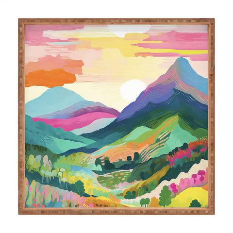 Mambo Art Studio Rainbow Mountain Painting Square Tray