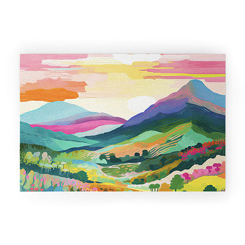 Mambo Art Studio Rainbow Mountain Painting Welcome Mat