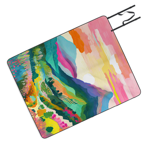 Mambo Art Studio Rainbow Mountain Painting Picnic Blanket