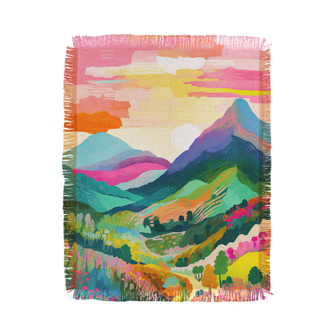 Mambo Art Studio Rainbow Mountain Painting Throw Blanket