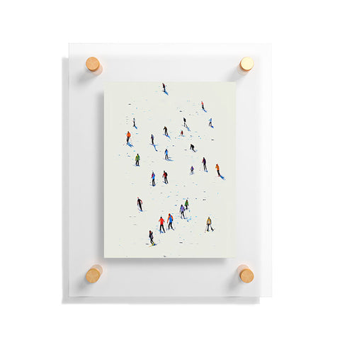 Mambo Art Studio Skiers In Crayon Floating Acrylic Print