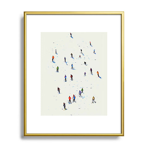 Mambo Art Studio Skiers In Crayon Metal Framed Art Print