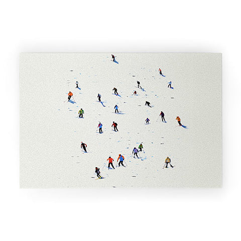 Mambo Art Studio Skiers In Crayon Welcome Mat