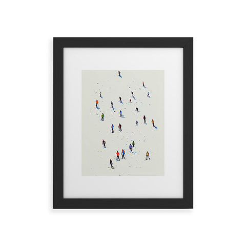 Mambo Art Studio Skiers In Crayon Framed Art Print