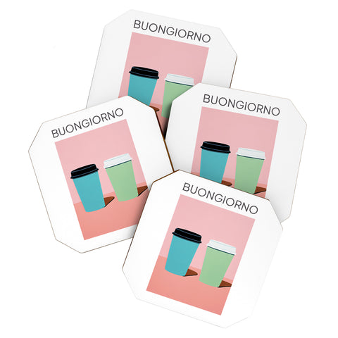 Mambo Art Studio Take away coffee Buongiorno Coaster Set