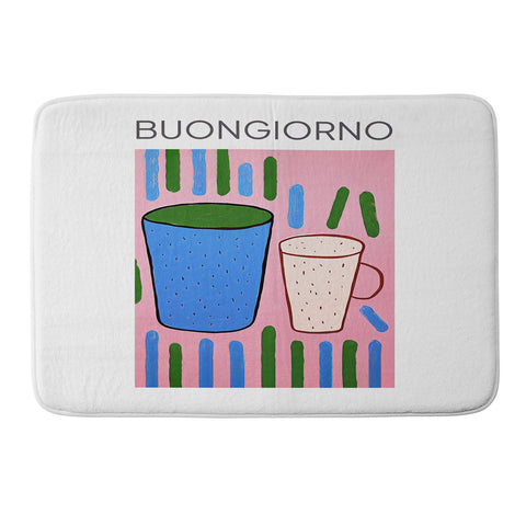 Mambo Art Studio Tea Coffee cups Buongiorno Memory Foam Bath Mat