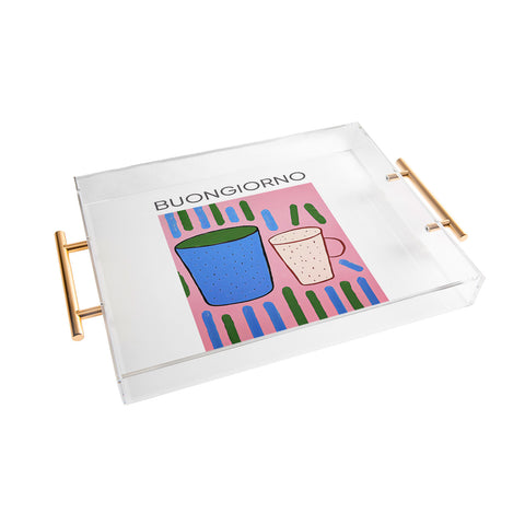 Mambo Art Studio Tea Coffee cups Buongiorno Acrylic Tray