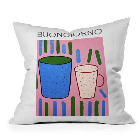 Mambo Art Studio Tea Coffee cups Buongiorno Throw Pillow